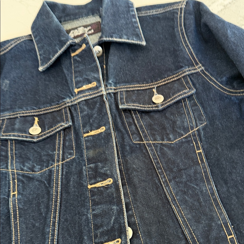 Lazer 2000 (Y2K) Dark Blue Denim Jacket Medium - Picture 3 of 5